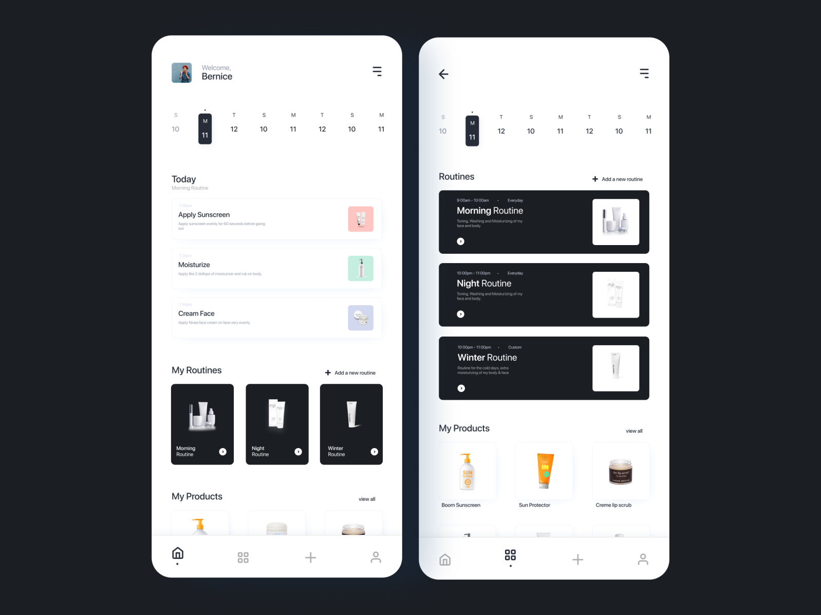 Skin care Reminder app by Bernice Johnson on Dribbble