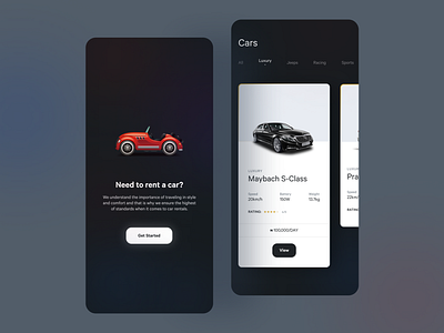 Car rental app concept app app design dailyui dark ui design dribbble explore illustration minimal popular ui uidesign uiux uiuxdesign ux uxdesign