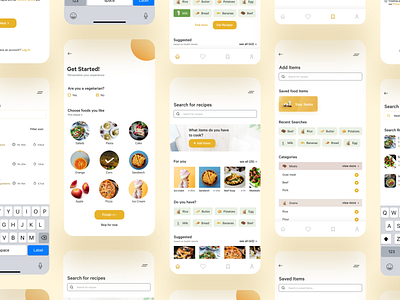 Recipe app screens