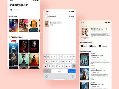Similar movies finder - UI exploration app design dailyui design movie moviesapp ui uidesign uidesigner uiux ux uxdesigner
