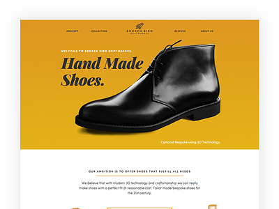 Landing Page for Broken Bird Bootmakers