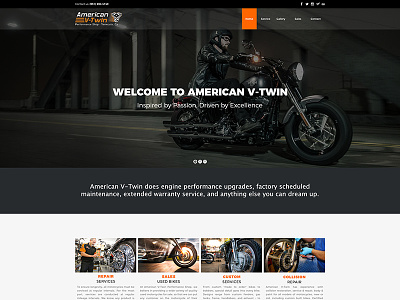 American V-Twin Website Mockup affinity designer mockup motorcycle ui design ux design v twin website website design