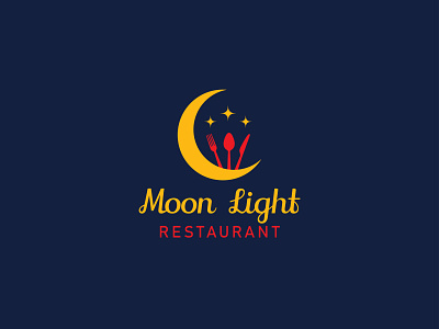 Moon Light Restaurent branding coloring logo design icon illustration logo minimal moon logo restaurent restaurent logo script sparkle sparkle logo spoon logo vector wordmark logo