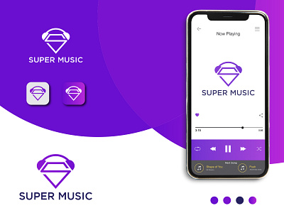 Super Music Logo app app icons branding coloring logo creative logo icon logo logos logotype minimal music icon music logo music logo design presentation design vector