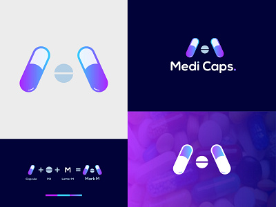 Medi Capsule Logo branding design flat logo gradient color gradient design gradient logo icon logo logo branding logo mark logo presentation logotype medical logo medicine logo minimal minimalist logo pill logo trendy logo wordmark logo