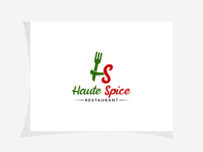 Haute Spice Restaurant Logo branding coloring logo creative logo design hs spoon logo icon illustration logo minimal restaurant logo spoon logo vector wordmark logo