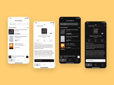 Readwell - A minimalist reading app adobexd app books dark mode design reading redesign ui