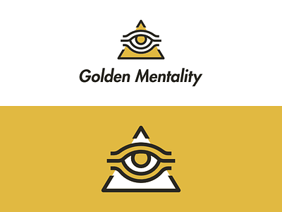 Golden Mentality Logo goldmember but he meditates illuminati shit thick lines third eye