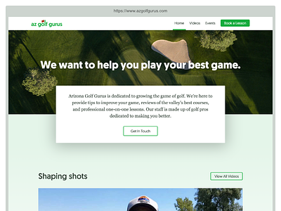 AZ Golf Gurus Homepage bad browser chrome big shadows landing page ui web design weird crops