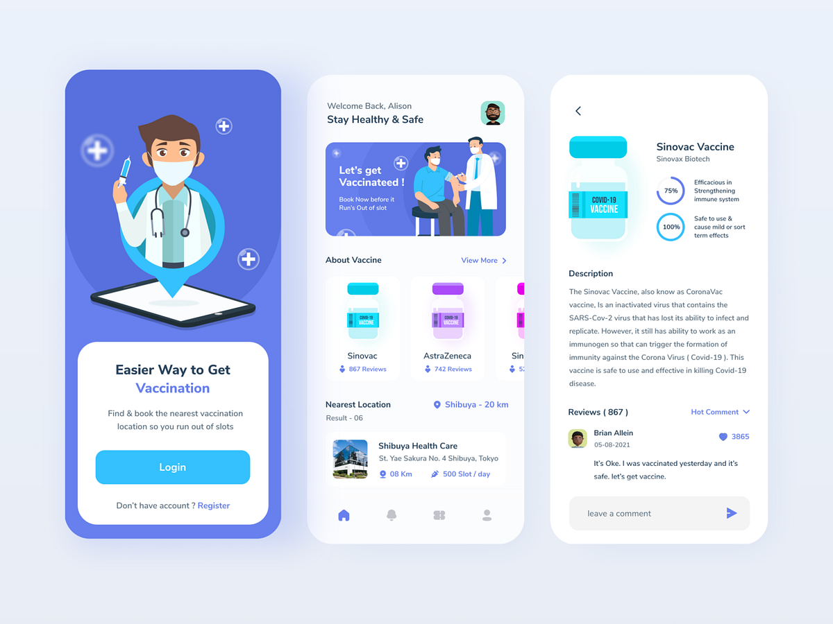 Covid Vaccine App by Ali Husni on Dribbble