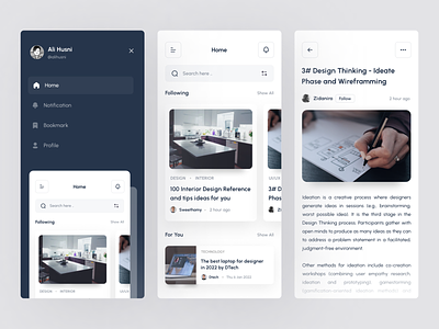 📖 In.Sight - Article and news App app article article app card clean course design design concept layout learn minimalist mobile navigation neat news newsletter reading study ui ux