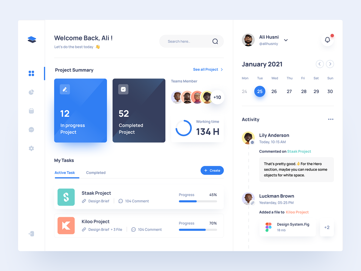 Project Management Dashboard - Task.iu by Ali Husni for Pickolab Studio ...