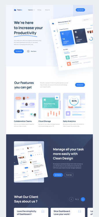 Live Website - Saas landing Page - Task.oi by Ali Husni for Pickolab ...