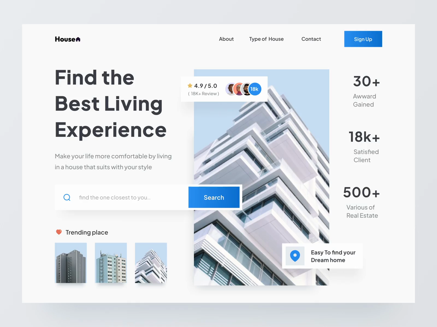 Real Estate Hero Section Housen by Ali Husni for Enver Studio on Dribbble