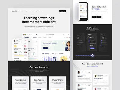 Saas Landing Page - E-Learning Platform clean course dashboard design e learning education graph hero landing page learn management minimalist modern online pricing saas ui ux web design website