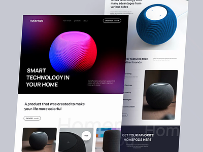 Homepod - Product Showcase Landing Page animation clean design homepod landing page minimal minimalist modern motion graphics online store product product design shop showcase speaker typography ui ux web design website