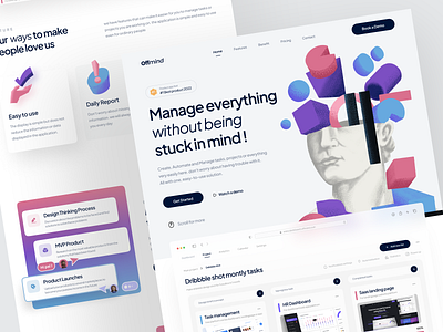 Saas Landing Page - Offmind app dashboard dashboard landing page hero section home page illustration landing page management project saas saas landing page saas website task landing page task management task management dashboard team ui ux web design website