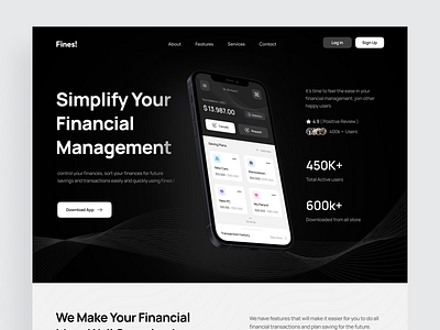 Finance App Landing Page - Fines! by Ali Husni for Enver Studio on Dribbble