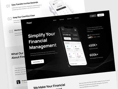 Finance App Landing Page - Fines! by Ali Husni for Enver Studio on Dribbble