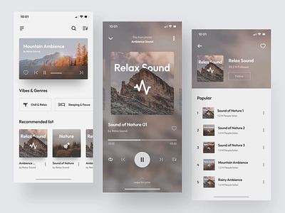 Music Player App - MyVibes ambience animation app clean meditation minimalist mobile mobile app motion graphics music music app music player music player app player podcast podcast app streaming streaming app ui ux