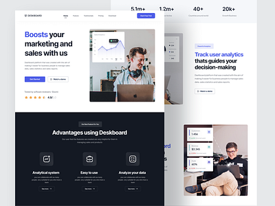 SaaS Landing Page - Deskboard clean clean website company website component corporate website homepage marketing marketing website minimalist saas saas landing page saas website sales management dashboard sales management website seller software ui ux web design website product