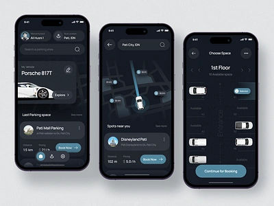 Parking Mobile App - Digipark android app booking car dark mode find parking gps home page ios ios 16 iphone 14 location map maps mobile mobile app parking parking space route vehicle