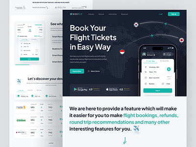 Flight Booking Landing Page - ✈️ N G E F L Y airline booking destination flight flight booking app flight mobile app flight website header hero section home page landing page saas section ticket ticket app transportation trip vacation web design website