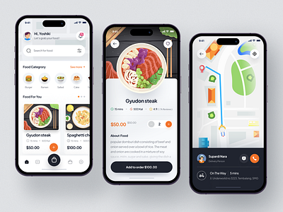 Food Delivery App - Foodoo 🍔 app courier delivery app delivery service details food fast food food app food delivery app illustration kitchen map mobile app mobile app design order order food restaurant restaurant menu shipping shop ui