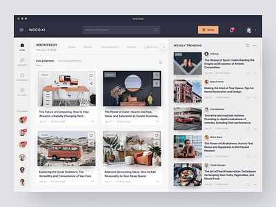 Article Dashboard - WOCO.KI 📖 article article app article dashboard article web blog book book dashboard course dashboard design e book learning minimalist news reading ui vintage web app web design website