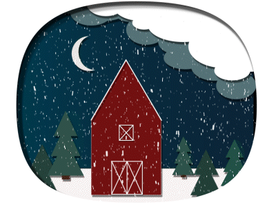 Snowy Night Red Barn after effects animation motion graphics paper cut out animation papercut snowy night winter