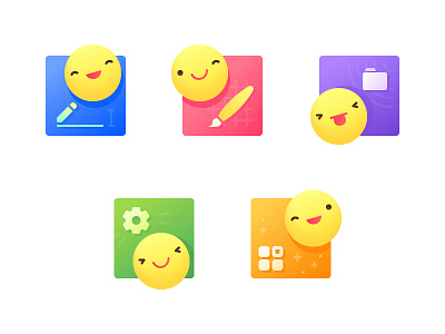 Emoji style icon color draw edit emoji gradient icon more set