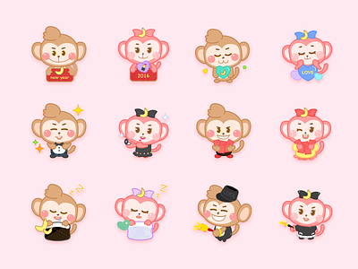 Couple Monkey In 2016 emoji illustration