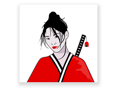 Japanese Illustrator Portrait Art | Female Portrait design female character girl art girl illustration illustration illustrator illustrator art illustrator design illustrator portrait japan japanese art portrait portrait art red art samurai vector