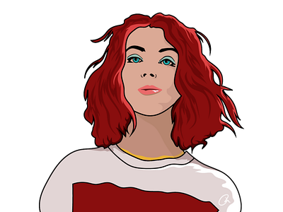 Colorful Illustrator Portrait Art | Female Portrait female character flat gold illustration illustrator illustrator art portrait portrait art red hair red head red hed art shadowing vector