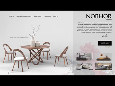 Norhor Furniture Landing Page 3d 3d animation 3d art design hip modern ui web web design website