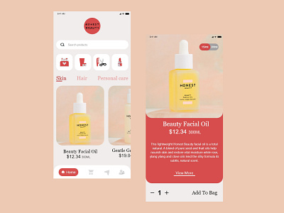 the honest product beauty app adobexd app art design figma logo minimal sketch userexperience userinterface ux web