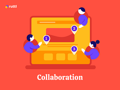 Collaborate with Ruttl blue branding brucira collaboration design developer development hiruttl illustartor illustration india innovation notification red review teamwork ui uxdesign webdesign yellow