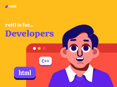 Ruttl is for - Developers annotation tools for websites brucira collaboration design design collaboration tool hiruttl illustration innovation purple red review website visual feedback tool visual website feedback tool web design review tool website annotation tool yellow