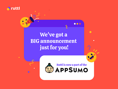 Big news !! Ruttl is now a part of the APPSUMO annotation tools for websites appsumo brucira creative thinking designthinking feedback tool for design teams hiruttl illustration red visual feedback management tool web design feedback tool web design review tool yellow