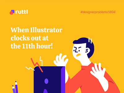 When Illustrator clocks out at the 11th hour! agency branding collaboration tool dribbble graphic design graphic designer illustration illustrator marketing photoshop ruttl social media ui user experience ux ux design web design web designers web designing yellow