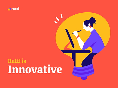 Ruttl is an Epitome of Innovation animation boy collaboration comment design edit girl icon illustration illustrations landing logo mobile office red ruttl ui ux website