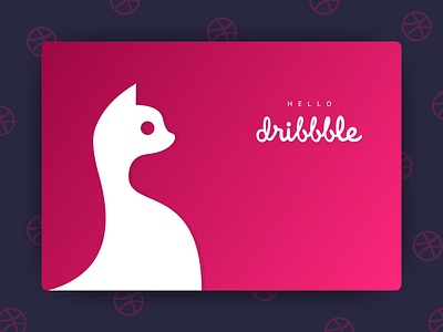 Hello Dribbble cat debut dribbble first shot hello navy pink white