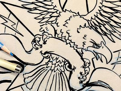 Strike Like Lightning design eagle illustration sketch troy bee