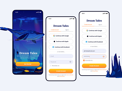 Dream Tales - App Screen | Daily UI Challenge - Sign Up app app screen dailyui 001 dailyui challenge illustration login sign up tales ui ux