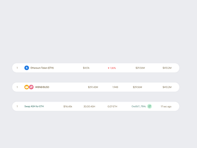 Transaction Rows-UI Component (DeFi) app crypto defi design minimal ui ux web