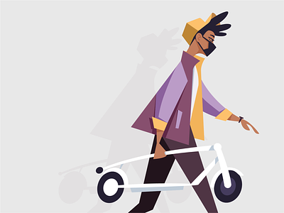 Portable boy design illustration people scooter vector