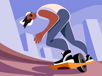 One wheel skateboard boy design illustration monowheel people skateboard vector