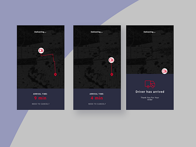 Delivery Status Display on a food app app art branding design illustration illustrator ui ux web website