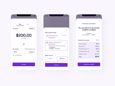 On-ramp exchange app blockchain crypto design ui ux web3