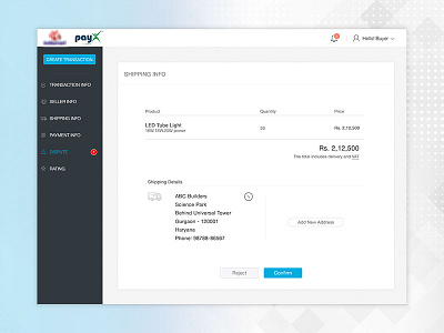 Escrow Desktop App escrow shipment screen web interface